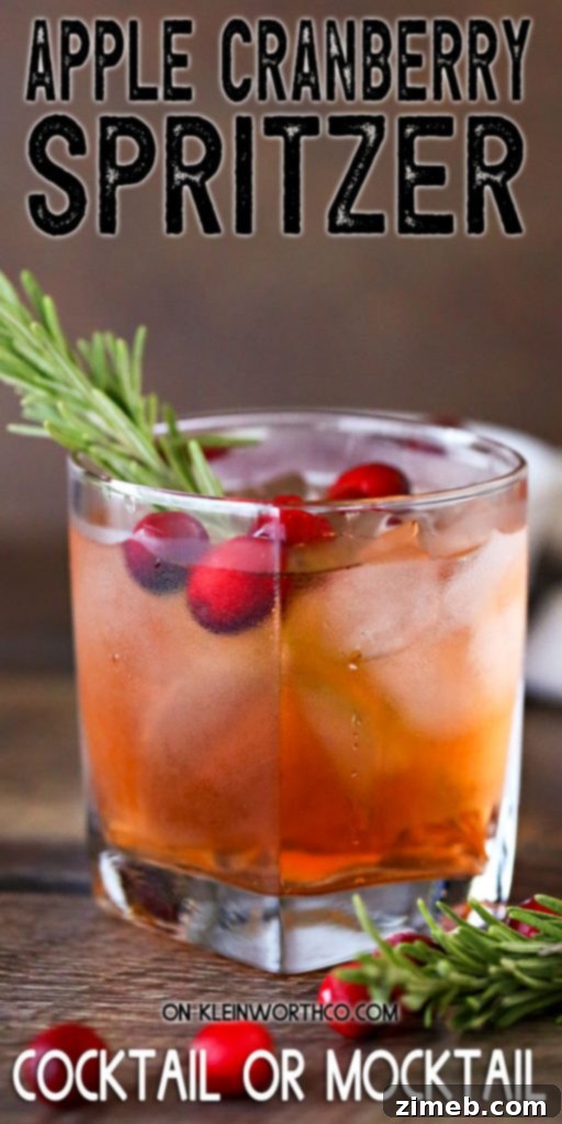 Festive Apple Cranberry Spritzer, a perfect holiday drink