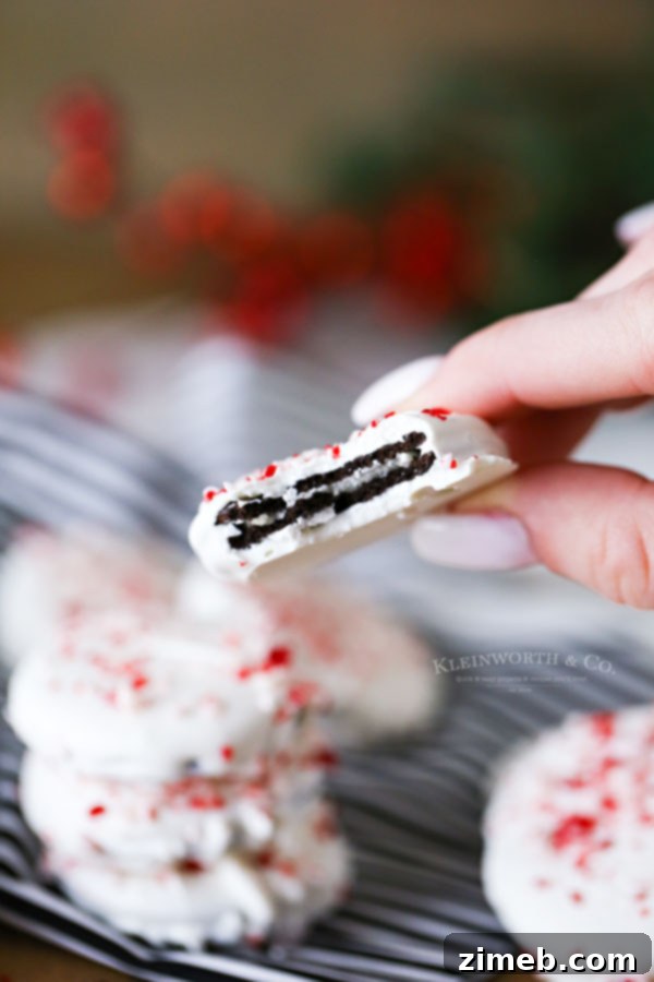 Peppermint Bark Cookies made with Oreos