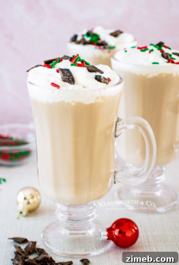 Boozy Christmas Java, garnished with sprinkles and cream