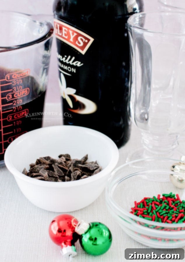 ingredients Boozy Coffee, with Baileys and coffee beans