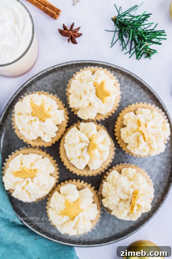plate of eggnog cupcakes for a party