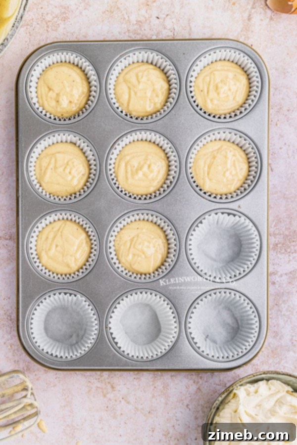unbaked eggnog cupcakes in pan