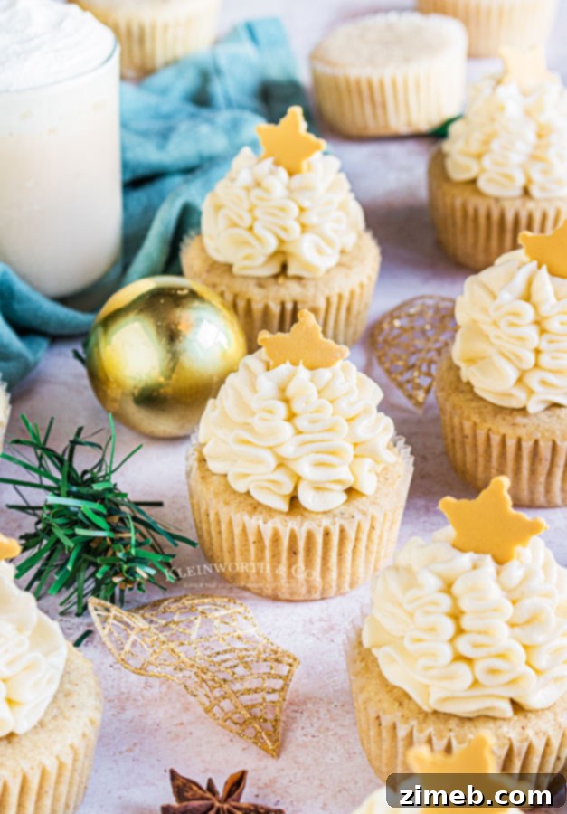 Spiced Eggnog Cupcakes with Eggnog Frosting for Thanksgiving