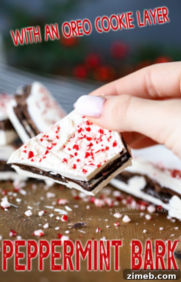 Oreo Peppermint Bark on a festive plate, ready to serve