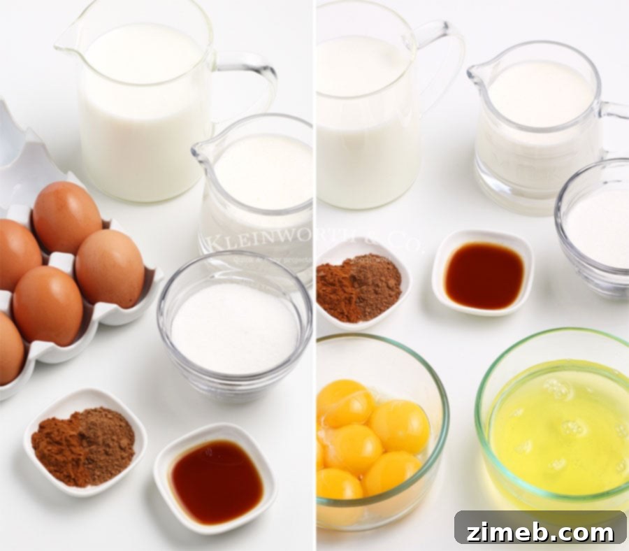 Ingredients to make Homemade Non-Alcoholic Eggnog