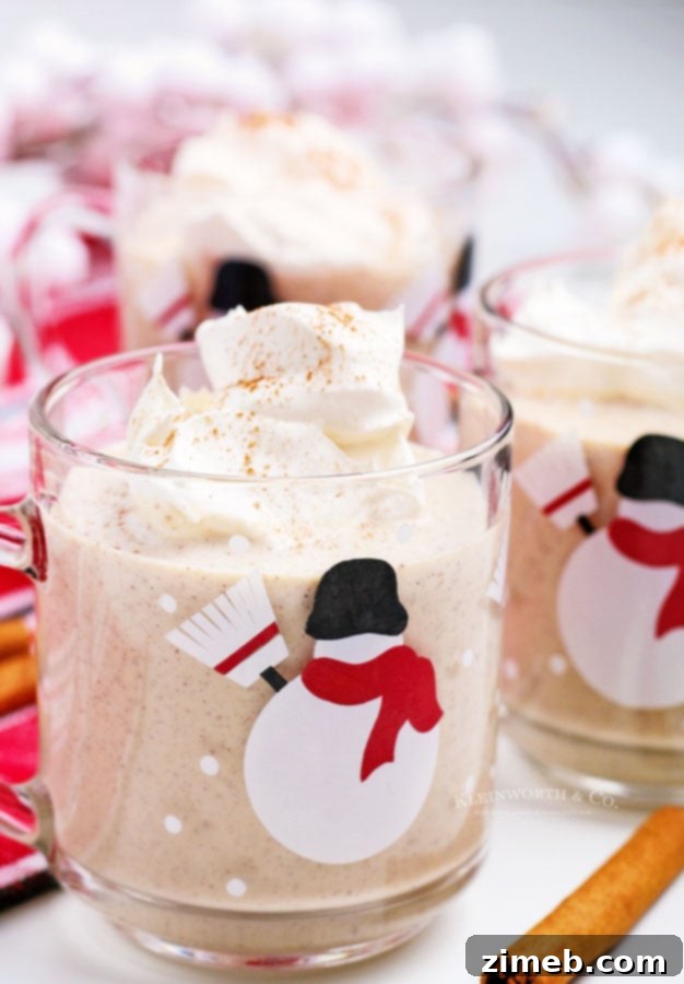 Christmas Non-Alcoholic Eggnog served in glasses