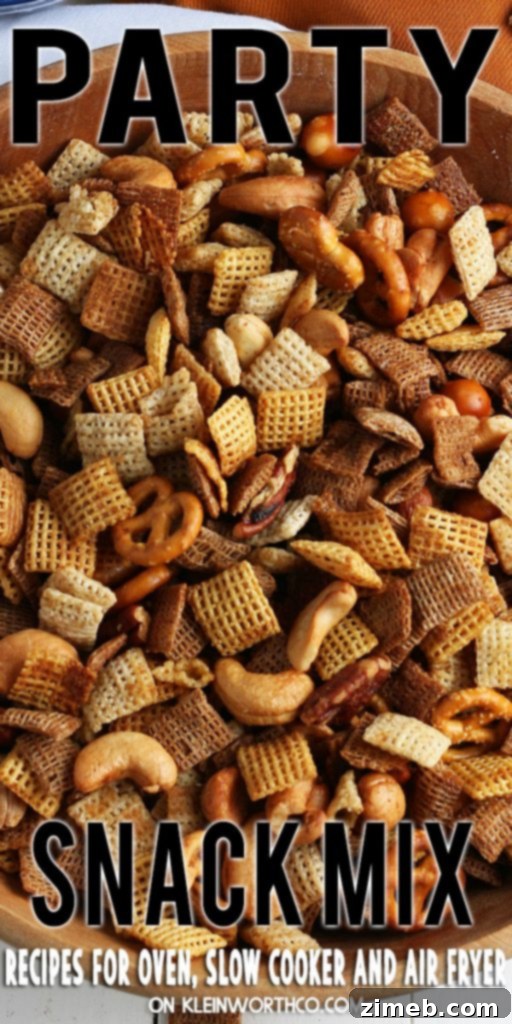 Party Snack Mix - Oven, Slow Cooker or Air Fryer