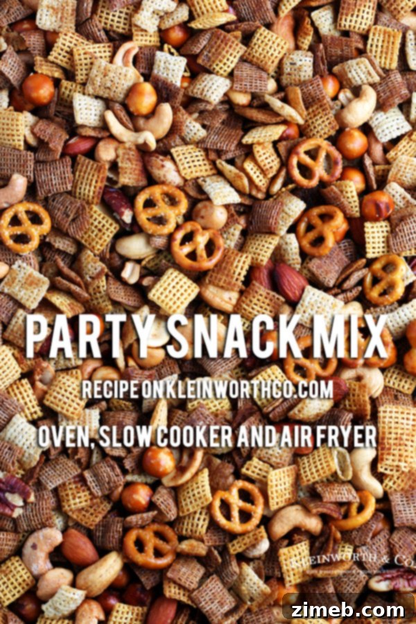 Party Snack Mix - Oven, Slow Cooker or Air Fryer
