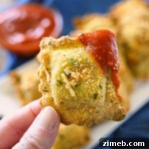 Crispy baked parmesan ravioli appetizer.