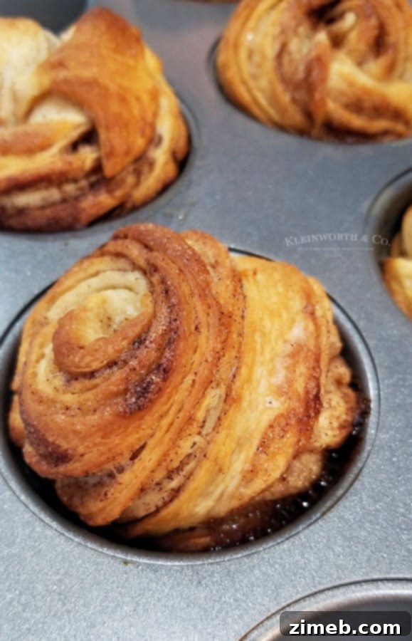 Effortless Homemade Cruffins 12 Cruffins before adding sugar, showing the spiraled dough.