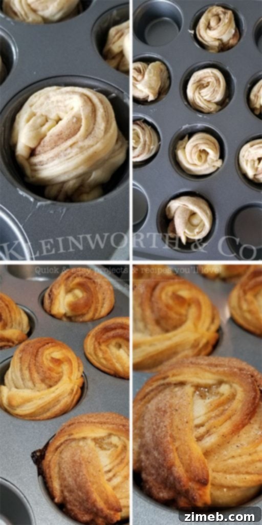 Effortless Homemade Cruffins 10 Cruffins step by step 2, showing shaped dough in muffin tin.