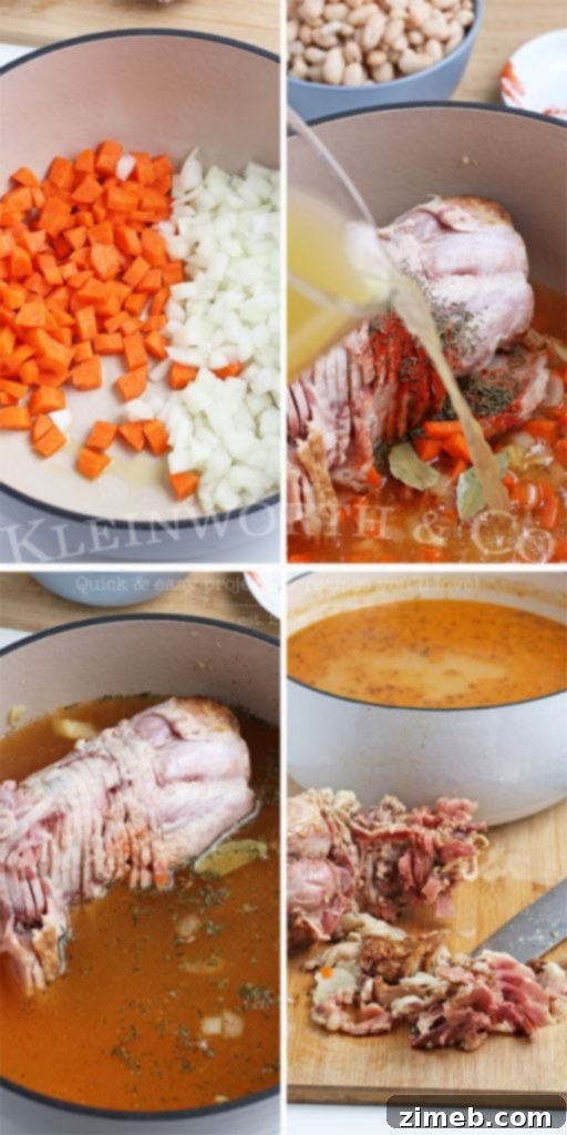 How to make Ham and Bean Soup on the stovetop, detailed steps