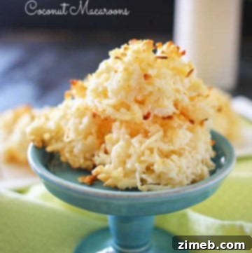 Coconut Macaroons are the perfect spring treat. A twist on the classic macaroon recipe, this one is made without eggs, which makes them thick & chewy. Everything I love about a good macaroon for sure. These are definitely a great Easter dessert for all you coconut lovers out there.