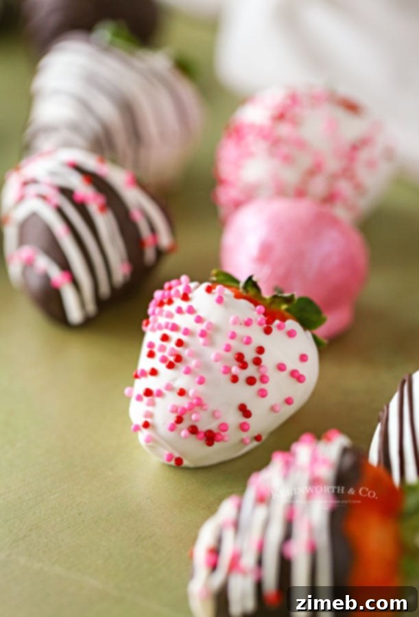White Chocolate Valentine Sprinkles Strawberries