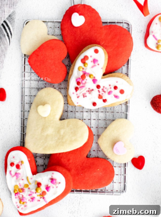 Sweetheart Shortbread 3 Valentine Shortbread Cookies with festive sprinkles