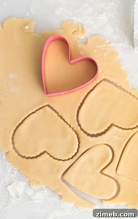 Sweetheart Shortbread 8 Shortbread cookie dough ready for baking