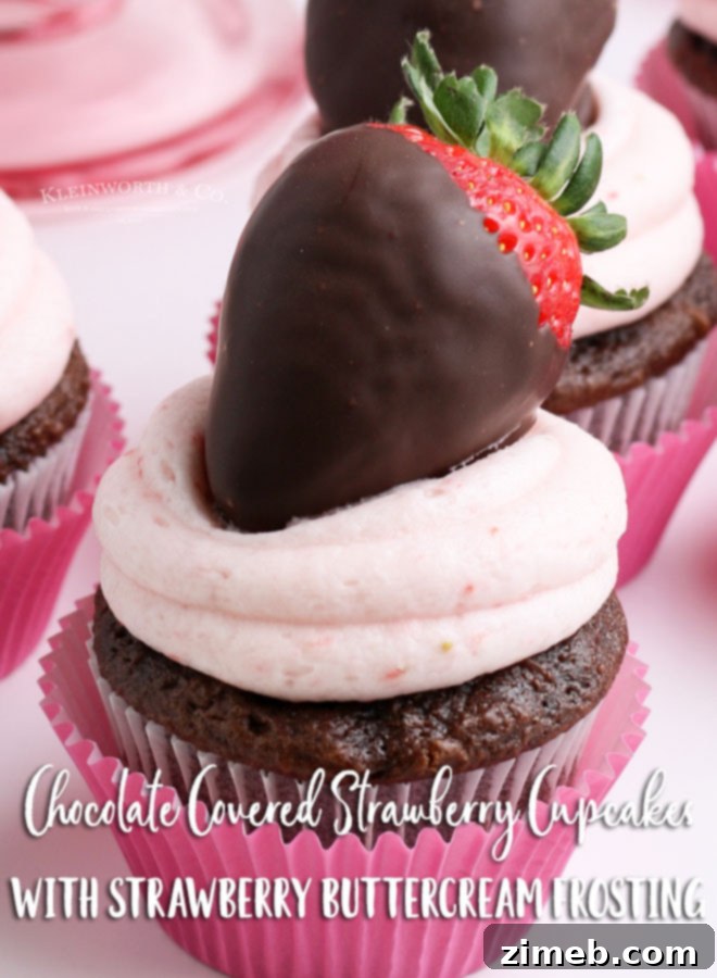 Decadent Chocolate Strawberry Cupcakes 23 Chocolate Covered Strawberry Cupcakes with fresh strawberries