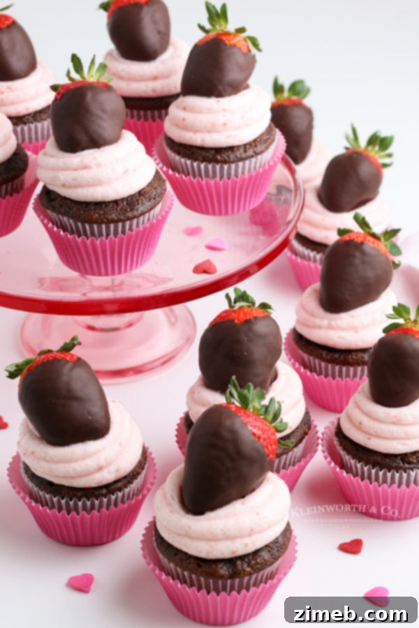 Decadent Chocolate Strawberry Cupcakes 5 Delicious Valentine cupcakes topped with strawberry frosting