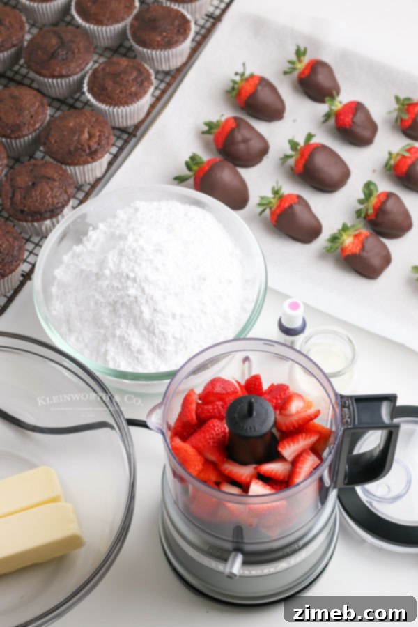 Decadent Chocolate Strawberry Cupcakes 8 Ingredients for making homemade strawberry buttercream frosting