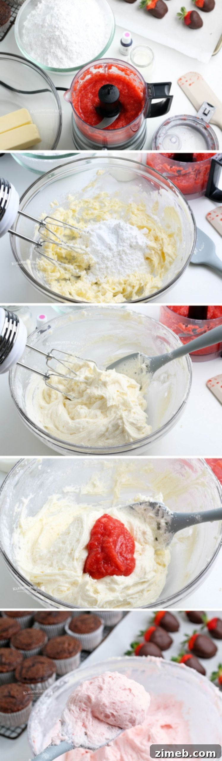 Decadent Chocolate Strawberry Cupcakes 9 Step-by-step guide to making strawberry buttercream frosting for cupcakes