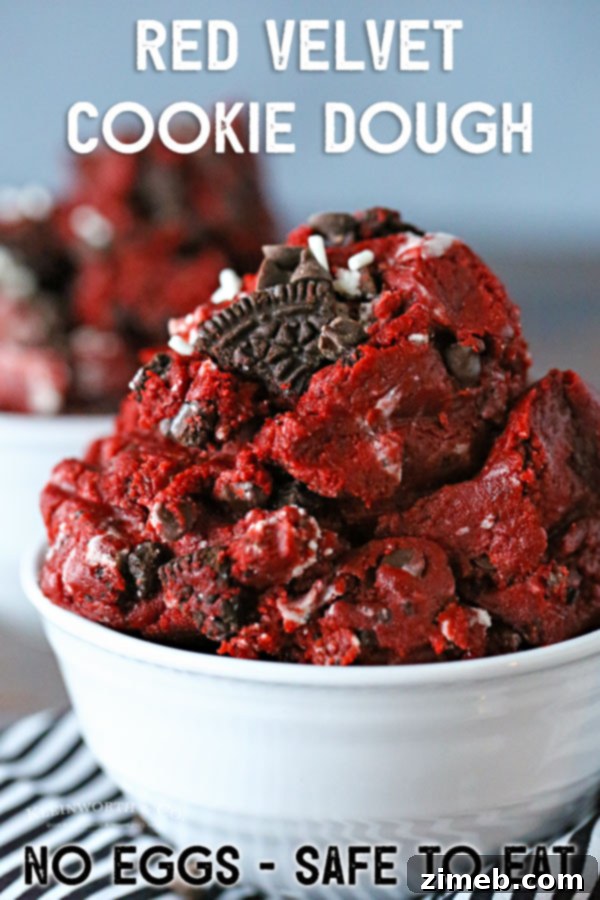 Crimson Cookie Indulgence 25 Red Velvet Cookie Dough served with spoon