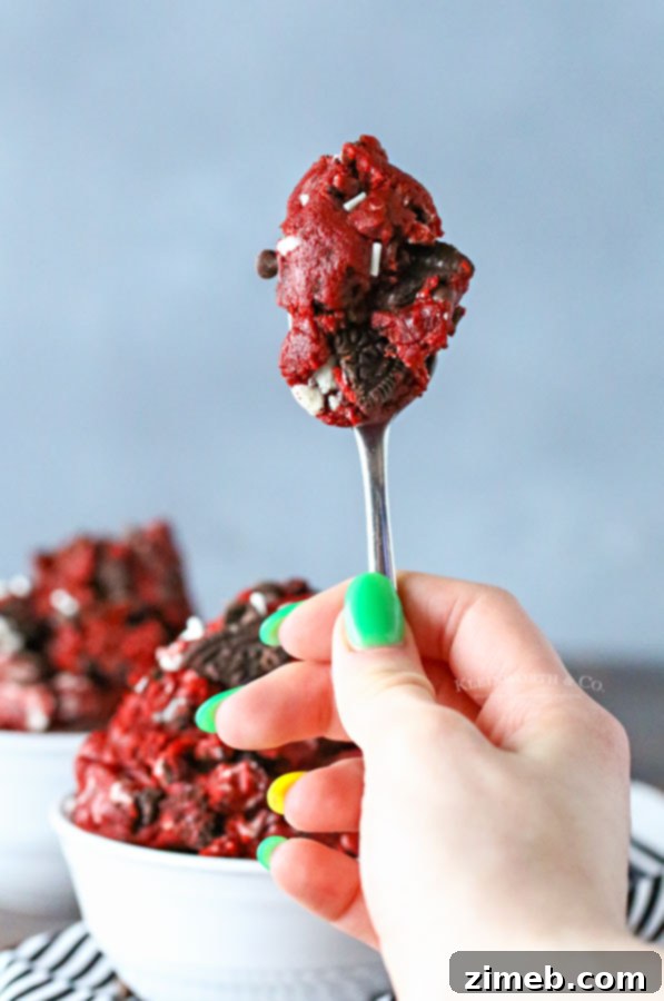 Crimson Cookie Indulgence 9 valentine Red Velvet cookie dough