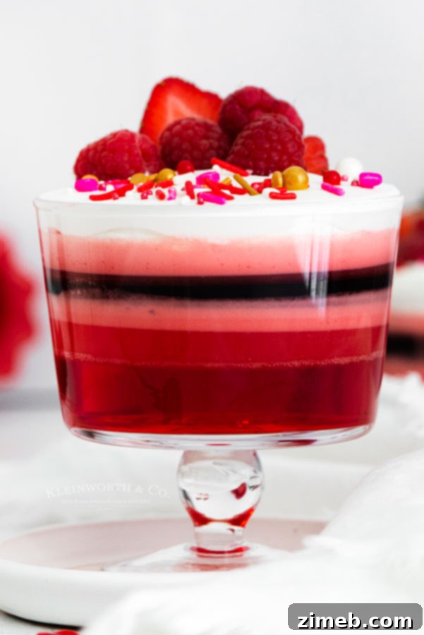 Valentine's Day Layered Jello Delight 4 jello cup for valentines day