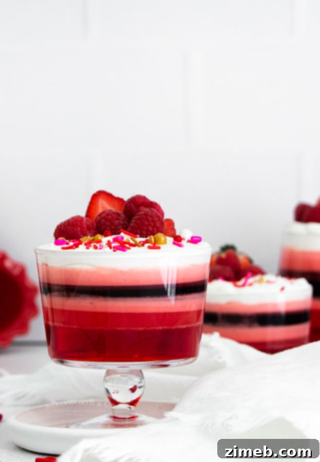 Valentine's Day Layered Jello Delight 5 pink purple valentine treats