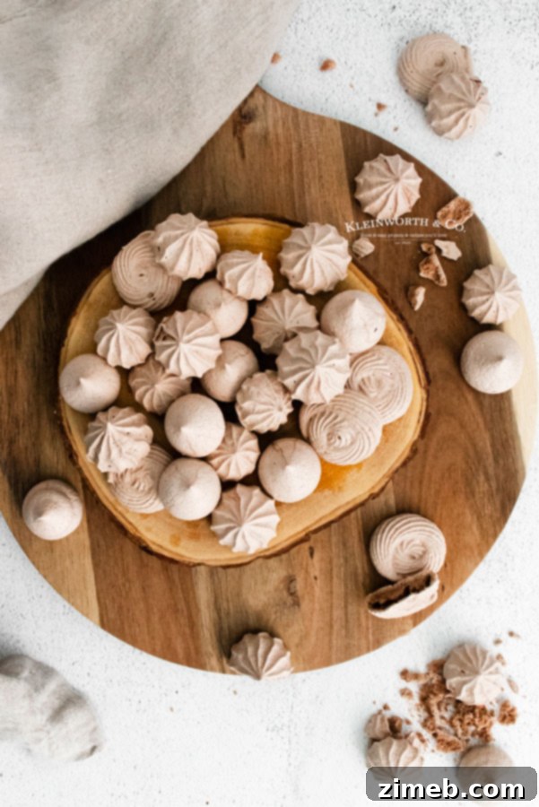 Crisp Chocolate Meringue Clouds 21 Close-up of baked Easy Chocolate Meringue Cookies