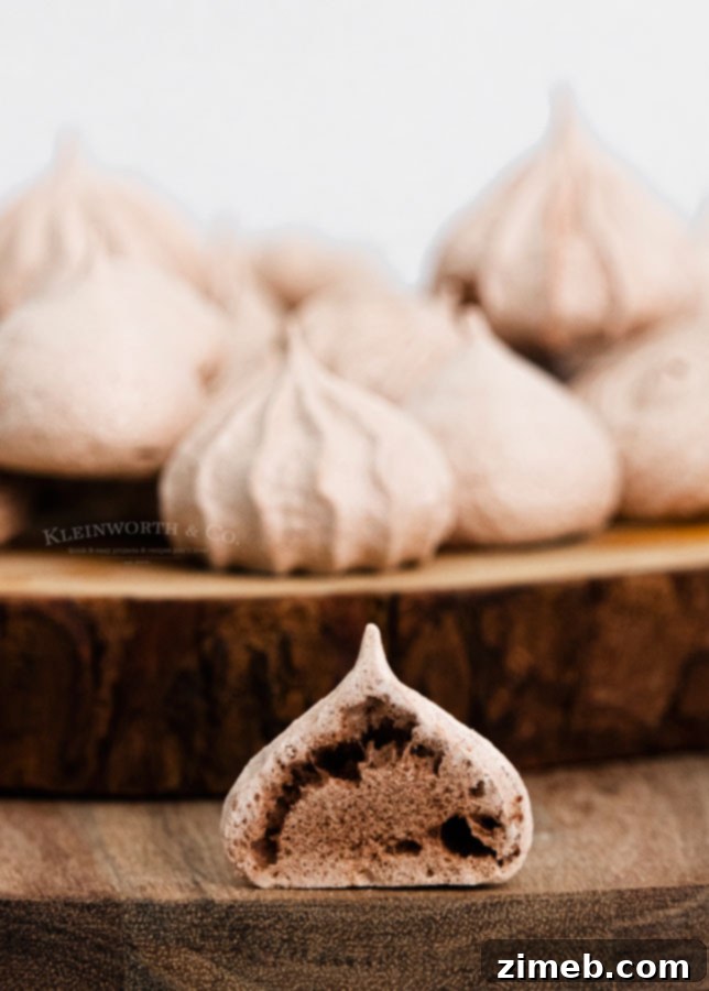 Crisp Chocolate Meringue Clouds 5 Best Chocolate Meringues on a baking sheet