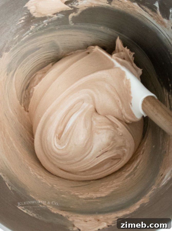 Crisp Chocolate Meringue Clouds 6 Bowl of perfectly whipped meringue egg whites with cocoa
