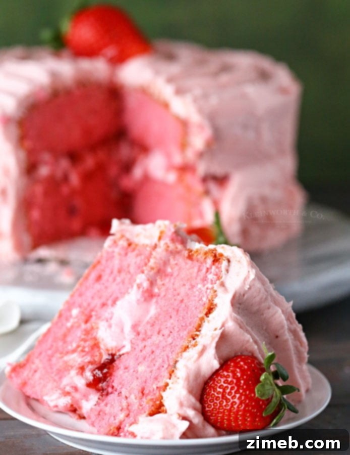 slice of strawberry cake