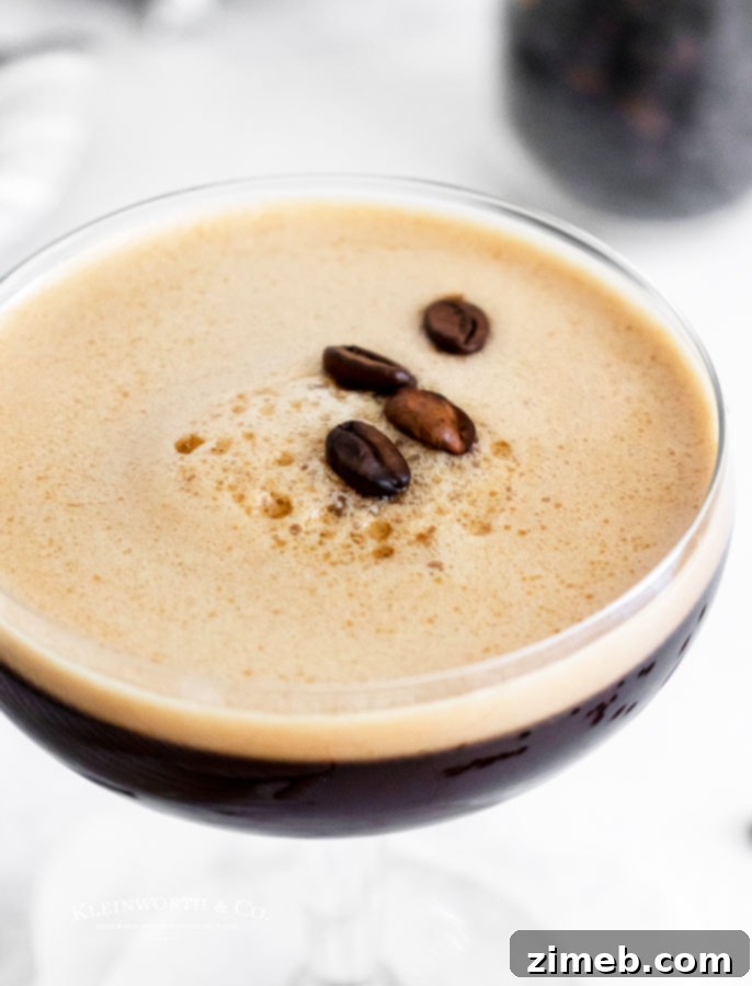 Espresso Drink, beautifully presented in a martini glass.