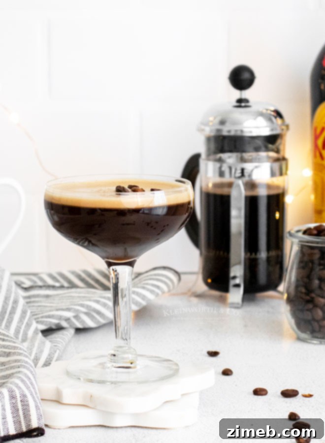 Espresso Martini with vodka, a balanced and flavorful cocktail.
