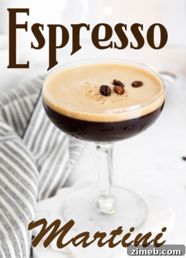 Espresso Martini Recipe, showcasing its rich color and foamy top.