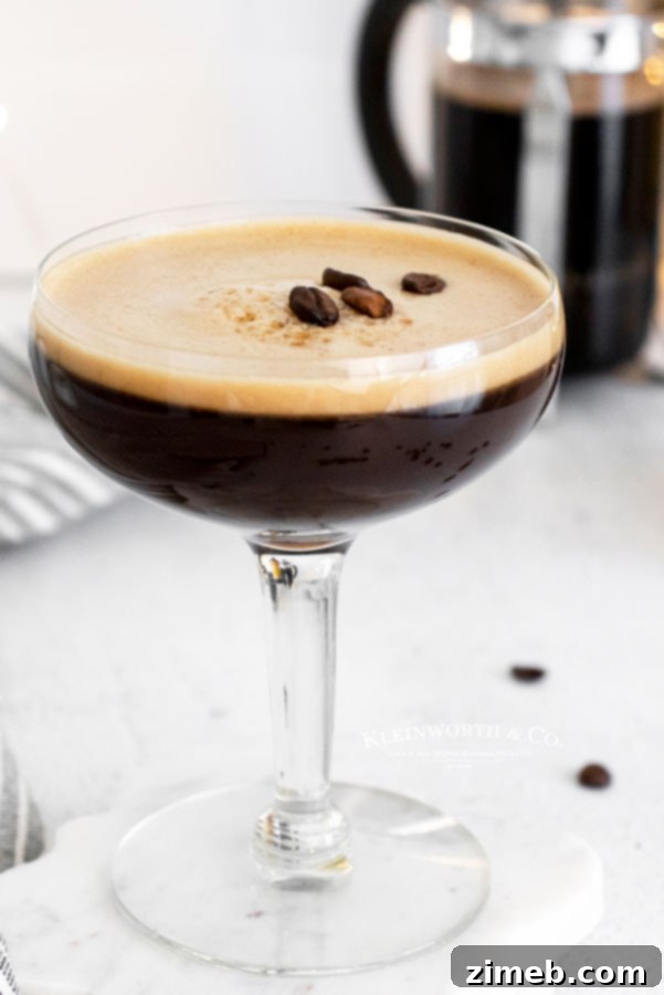 Espresso Martini Cocktail, a decadent mix of coffee, spirits, and sweet liqueurs.