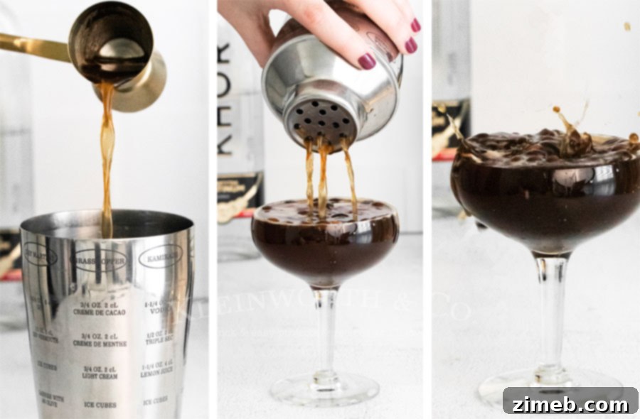 Espresso Martini with Kahlua, a smooth and invigorating cocktail.
