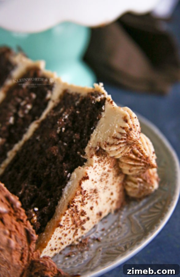 Rich Coffee Buttercream Frosting 23 A decadent espresso chocolate cake served with a scoop of ice cream, creating a delightful dessert pairing.