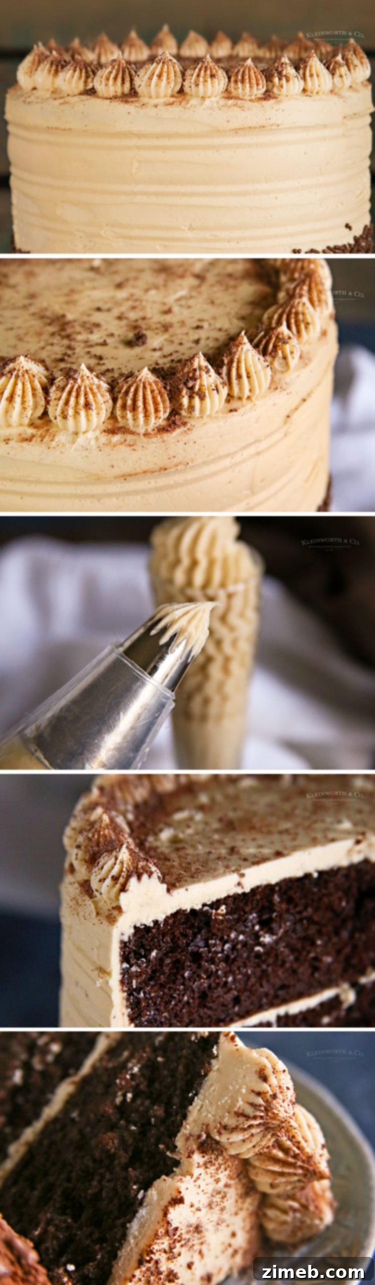 Rich Coffee Buttercream Frosting 8 Detailed shot showing the process of making Coffee Buttercream Frosting, highlighting its smooth texture as it's whipped.