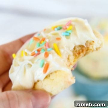 Frosted Funfetti Cake Mix Cookies with FUNFETTI sprinkles