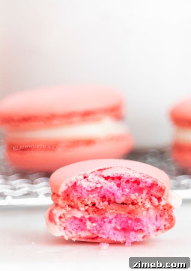 Pink macarons for a bridal shower dessert table