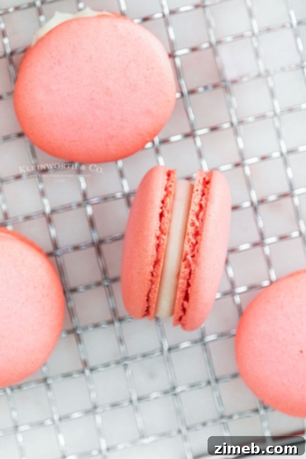 Pink Macarons with Strawberry Cream Cheese Filling