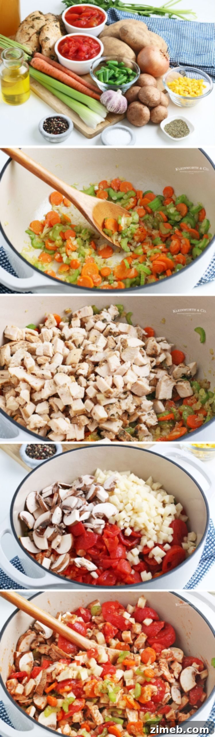 Hearty Homestyle Chicken & Vegetable Soup 6 Delicious chicken vegetable soup prepared on the stovetop.