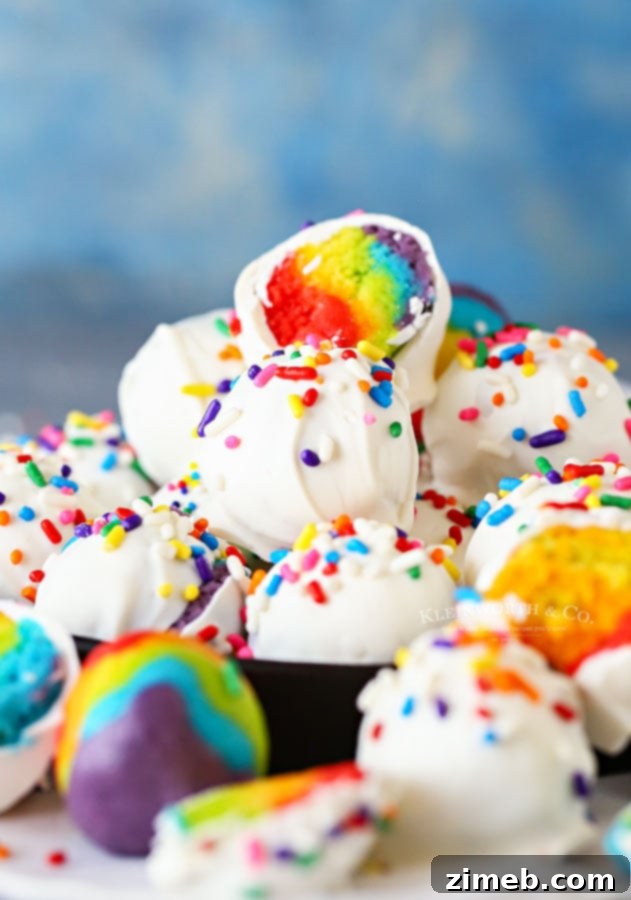Whimsical Rainbow Truffles 3 white chocolate truffles with rainbow inside