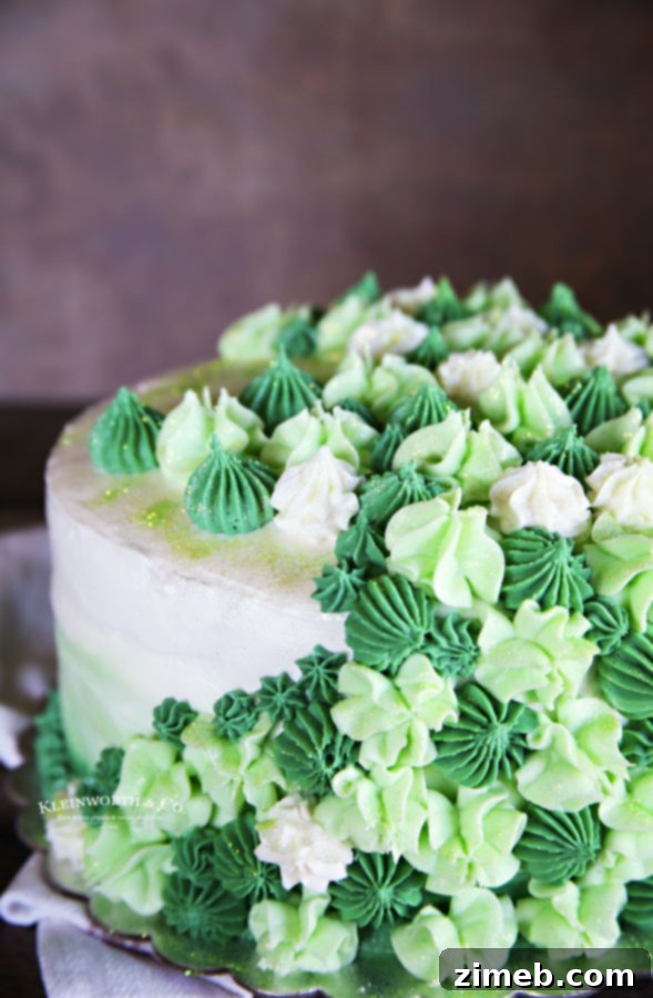Mint Chocolate Chip Cake 5 Moist mint cake with vibrant green buttercream frosting