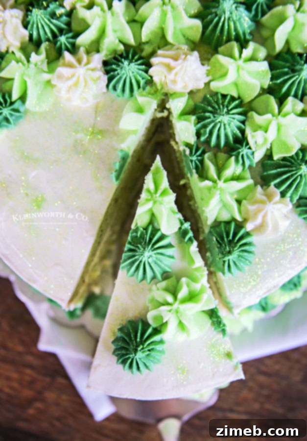 Mint Chocolate Chip Cake 9 Green birthday cake with a beautiful ombre design and star piping