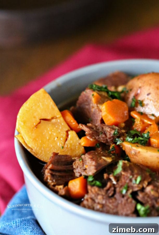 Easy stew recipe prepared in an Instant Pot, showcasing tender meat and vegetables, ready for a comforting meal.