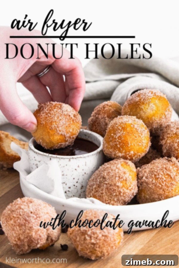 Air Fryer Doughnut Holes with Chocolate Sauce