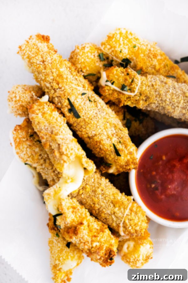 Crispy Air Fryer Mozzarella Sticks 6 recipe for air fried cheese sticks