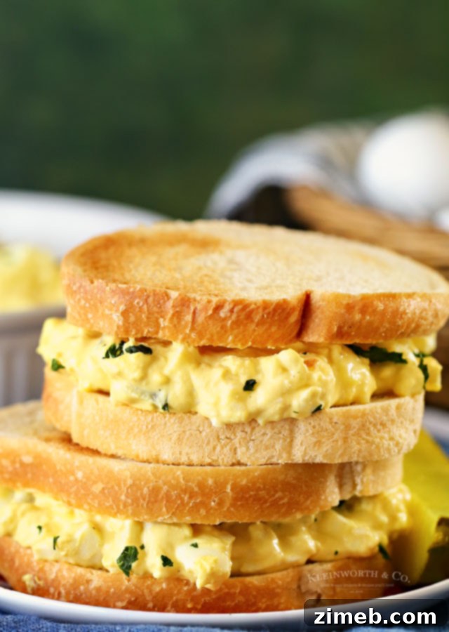 Delicious egg salad sandwich on fresh bread
